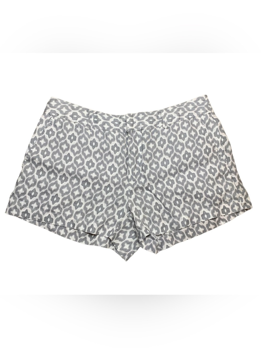 Cynthia Rowley Gray & White Geometric Patterned Cotton Shorts 10